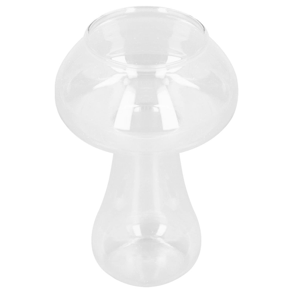 BFYDOAA Small Clear Glass Vase for Cuttings Buds Hydroponic, Mushroom Shape Flower Bottle Mini Fish Bowl for Home Aesthetics Decor