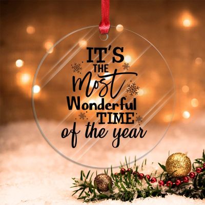 Swavecat Christmas Ornaments It's The Most Wonderful Time of The Year Christmas Decorations for Tree Christmas Sayings Quotes Acrylic Xmas Ornaments for Xmas Tree Decor