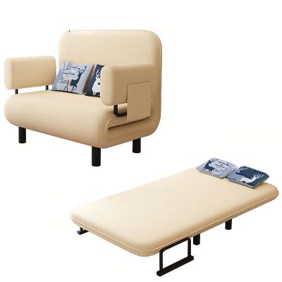 ESRADA Retractable Sofa Bed Chair with Pillow & Storage Bags,Convertible Chair Bed Futon Sofa Bed with Adjustable Backrest,Leisure Chaise Lounge Couch khaki-127cm/50inch