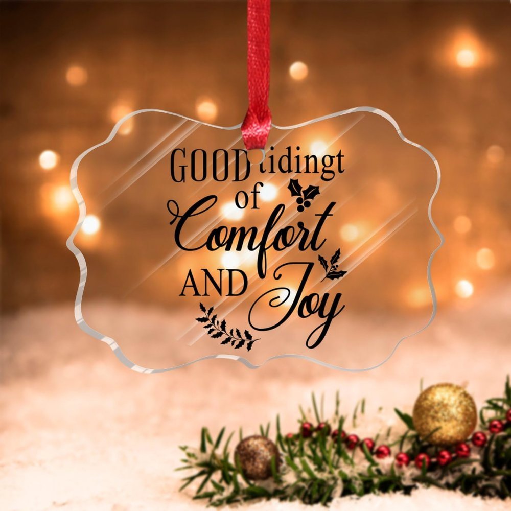 Swavecat Christmas Ornament Christmas Sayings Quotes Acrylic Christmas Ornaments Good Tidings of Comfort and Joy Christmas Ornaments New Year Gift Christmas Decorations Housewarming Gift