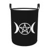 Triple Moon Pentacle Pagan Laundry Basket Round Portable Storage Box Organizer Laundry Basket Portable Laundry Organizer view 1