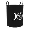 Triple Moon Pentacle Pagan Laundry Basket Round Portable Storage Box Organizer Laundry Basket Portable Laundry Organizer view 2
