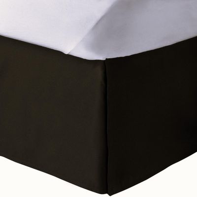 AKBLinenBedding - 3 Sided Tailored Pleated Split Corner Bed Skirt, Solid 650 TC Egyptian Cotton, Drop - 13 inch (Black, California King - 72" W x 84" L)