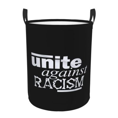 Unite Against Racism Laundry Basket Round Portable Storage Box Organizer Laundry Basket Portable Laundry Organizer