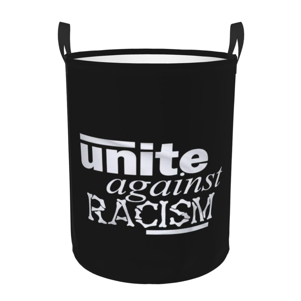 Unite Against Racism Laundry Basket Round Portable Storage Box Organizer Laundry Basket Portable Laundry Organizer