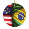 Funny Xmas Ceramic Ornament,Christmas Ornaments,Holidays Ornaments, Christmas Tree Home Decor-American and Brazilian Flags view 1