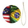 Funny Xmas Ceramic Ornament,Christmas Ornaments,Holidays Ornaments, Christmas Tree Home Decor-American and Brazilian Flags view 2