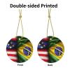 Funny Xmas Ceramic Ornament,Christmas Ornaments,Holidays Ornaments, Christmas Tree Home Decor-American and Brazilian Flags view 3