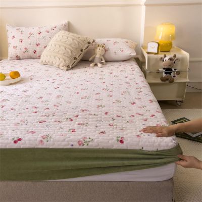Comfortable Bed Sheet,Winter Velvet Thicken Warm Coral Velvet Bed Sheets, Children's Room Cartoon Print Deep Pocket Mattress Topper,Fruit,200x220cm