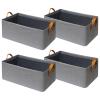 SNWDN 4 Pack Closet Cloth Storage Bins for Shelves,Medium Storage Baskets for Shelves, Fabric Bins for Closet organization with Handles Gray 15''L x 10''W x 8''H view 1