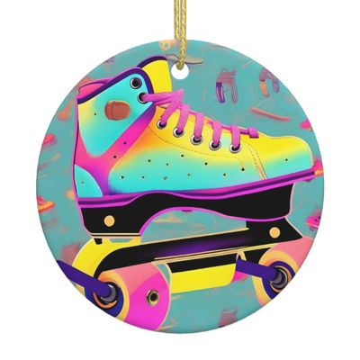 Funny Xmas Ceramic Ornament,Christmas Ornaments,Holidays Ornaments, Christmas Tree Home Decor-Colorful Roller Skates
