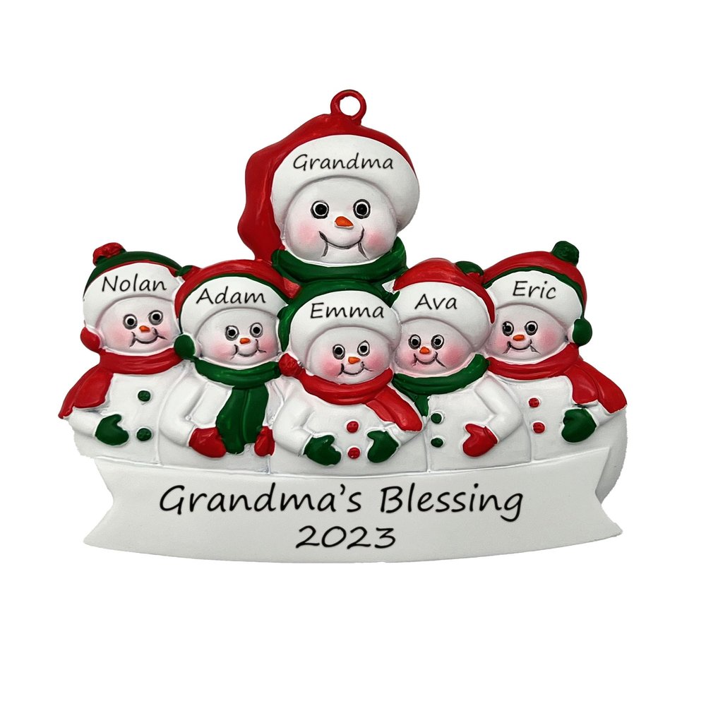 Nonna's Grandkids Christmas Ornament - Grandpa & 5 Grandchildren - Grandma & 5 Blessings Personalized