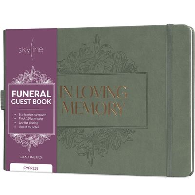 Skyline Funeral Guest Book for Memorial Service  In Loving Memory Guest Sign In Book for Funerals  610 Entries, 10x7 (Cypress)