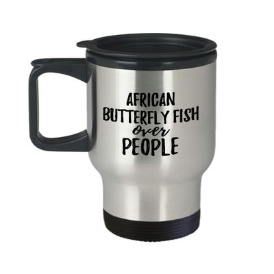 African Butterfly Fish Over People Travel Mug Gift Idea For Animal Lover Mom Dad Rights Activist Coffee Tea Car Commuter Insulated Lid 14 Oz