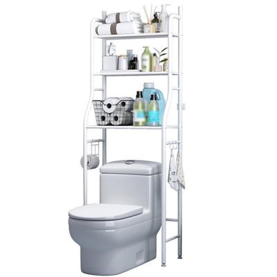 Free Standing Toilet Rack Over The Bathroom with Hook and Roll Holder, Organizer Above Shelf Toilet, Toilet Storage for Laundry/ToiletSpace Saver (Color : White)