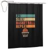 Eat Sleep Basketball Bathroom Fabric Shower Curtain with 12 Buckles and Hooks, 60x72 Inches Black view 1