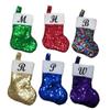 Custom Initial Mini Christmas Stockings Cheetah Sparkle Monogram Custom Sequin Cute Glitter Bling Personalized Name Tree Ornaments Decorative Office Work Baby Cheetah Zebra (Bubble Gum Pink) view 1