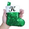 Custom Initial Mini Christmas Stockings Cheetah Sparkle Monogram Custom Sequin Cute Glitter Bling Personalized Name Tree Ornaments Decorative Office Work Baby Cheetah Zebra (Bubble Gum Pink) view 3