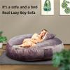 DAUTAI 5Ft Extra Large Bean Bag, Bean Bag Chair for Stuffed Animals, Bone-Less Design Fine Plush Soft Touch, Round Fluffy Lazy Sofa Cover for Living Room (No Filler),Green view 2