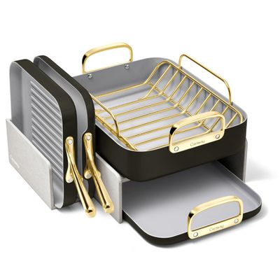 Caraway Square Cookware Set - Square Pans Set - Perfect for Griddling, Toasting, Searing, Roasting, and More - Non-Stick Ceramic Coated Pans - Non Toxic, PTFE & PFOA Free - Black