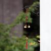 Relaxdays Set of 2 Wind Chimes, Metal, Outdoor & Indoor, Roof and Bells Details, Hanging Decoration, Feng Shui, Gold/Red, Iron, Plastic, 49 x 6.5 x 6.5 cm view 2