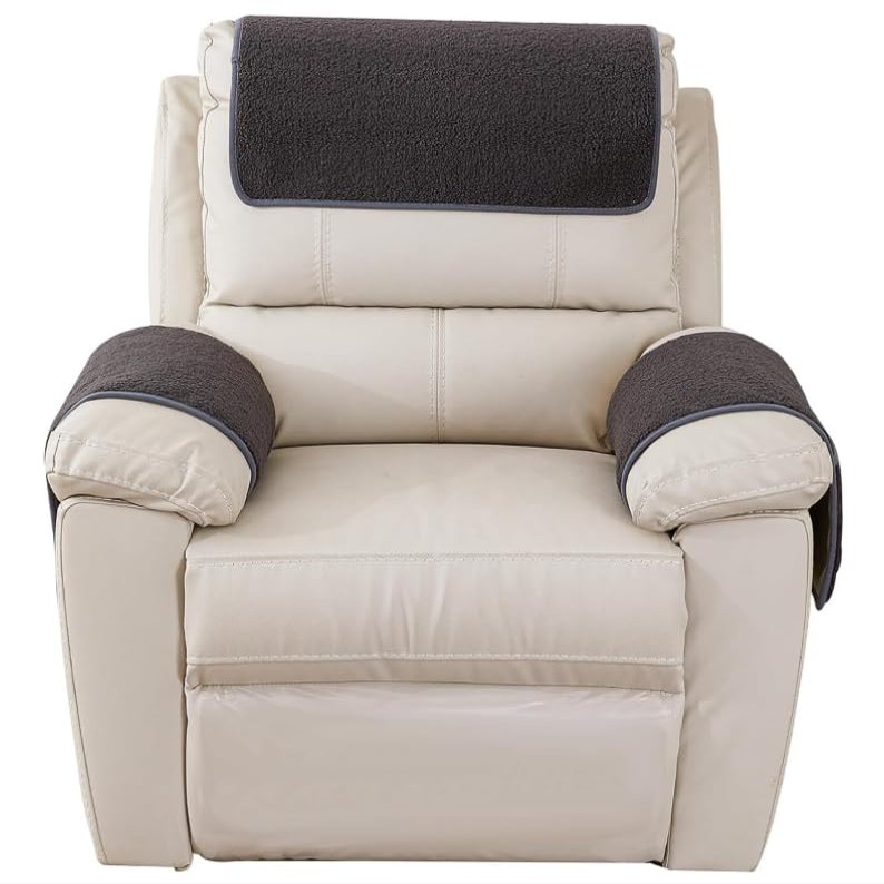 Garayma 3 Pcs Recliner Covers Armrest Covers for Recliner Chair with Storage Pockets Headrest Cover for Recliner Chair Armchair Slipcovers for Sofa Recliner Protector (Dark Grey)