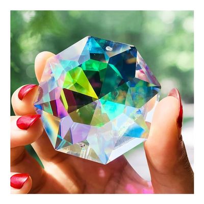 Chandelier Crystal Prisms Pendants 50mm AB Colorful Octagonal Chandelier Beads Crystal Faceted Prism Chandelier Hanging Pendant for Home Wedding Decor Chandelier Crystal Prisms Pendants