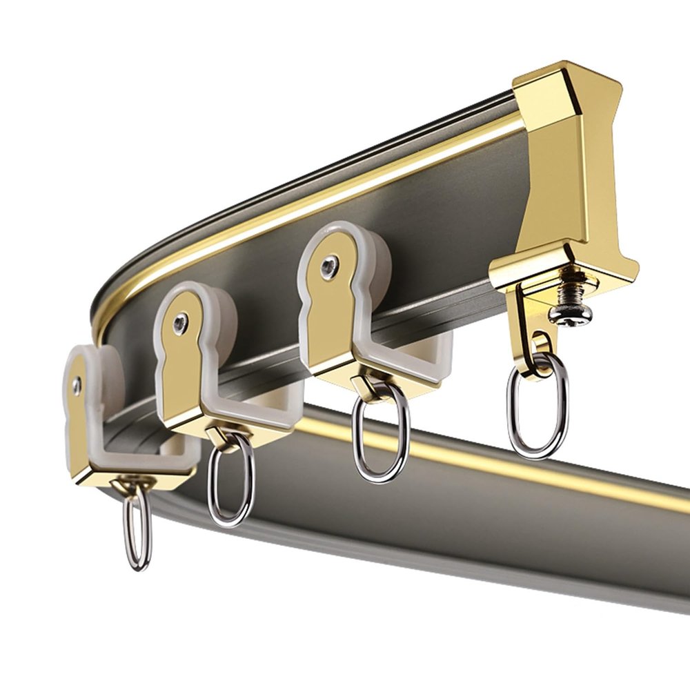 JEDAL Curtain Track Ceiling Curved Curtain Rail Room Divider Curtain Rod or Wall Mount Curtain Tracks with Rollers 3.3ft to 19.8ft (Color : Champagne, Size : 9.2ft)