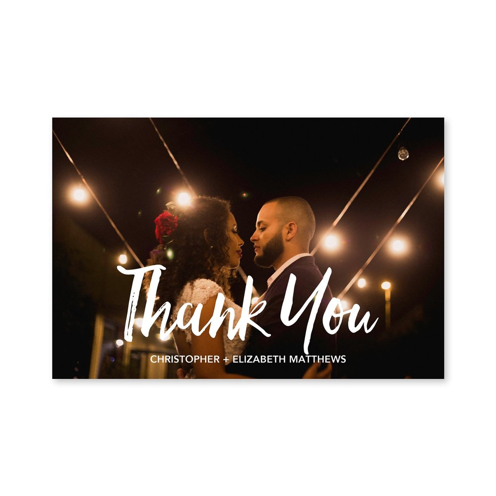 WEDDINGSTAR Custom Printed Photo Thank You Cards - Handwritten Elegance - Horizontal (Pack of 50)