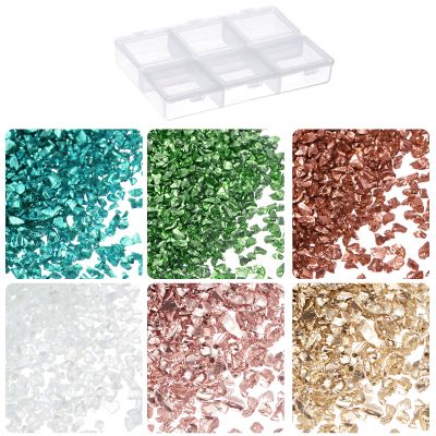 HARFINGTON 33g Crushed Glass 1-3mm 6 Colors Shiny Electroplating Irregular Broken Glass Chips for Crafts DIY Resin Art Decoration Mold Vase Filler, Colorful Color
