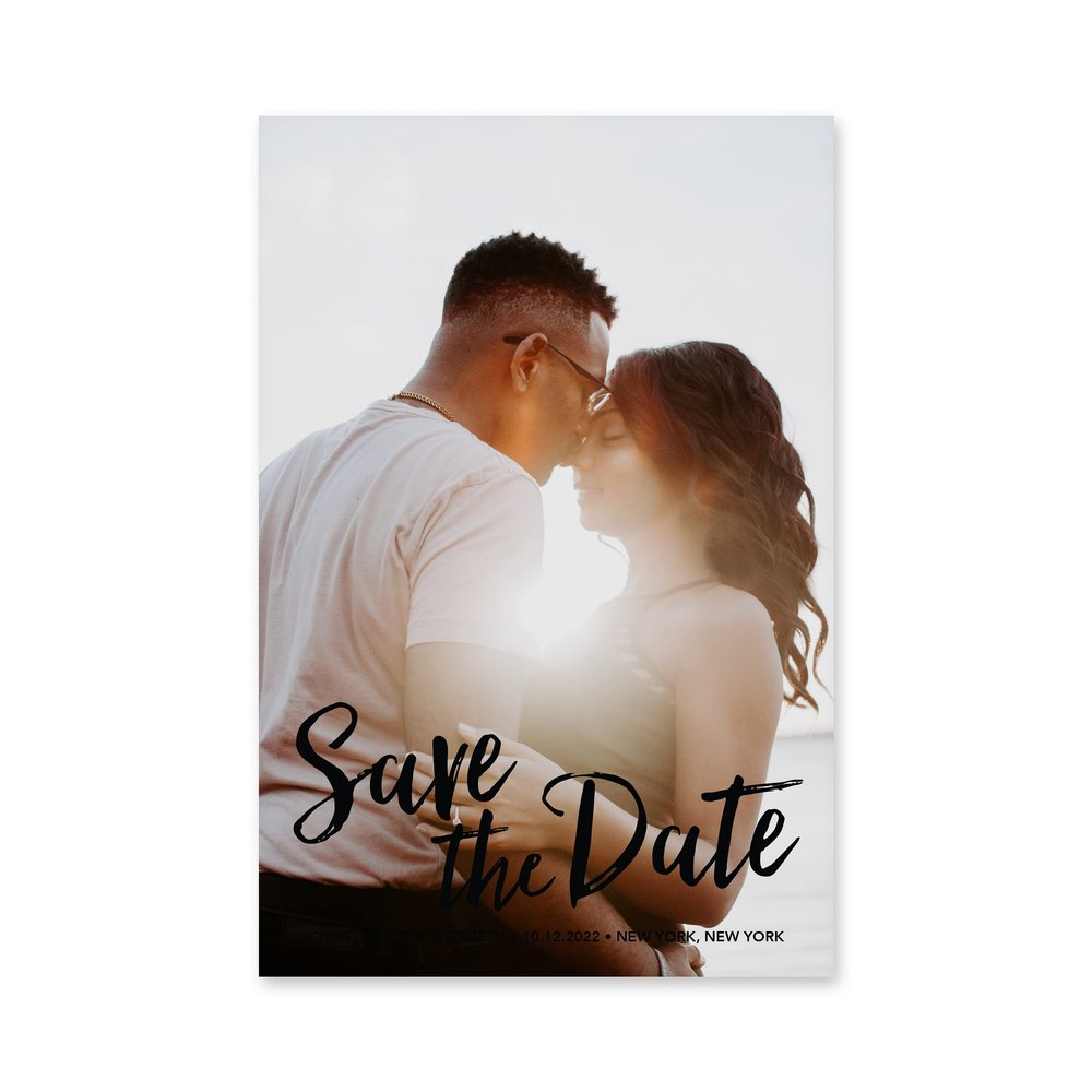 WEDDINGSTAR Custom Printed Photo Wedding Save the Date Cards - Handwritten Elegance - Vertical (Pack of 50)