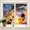 Brebasf Ocean Surfing Theme Privacy Blackout Window Film Summer Tropical Beach Palm Trees Sunset Waves Reusable Self Adhesive Insulated Window Stickers-35.4W x78.7L in x2Pcs view 1