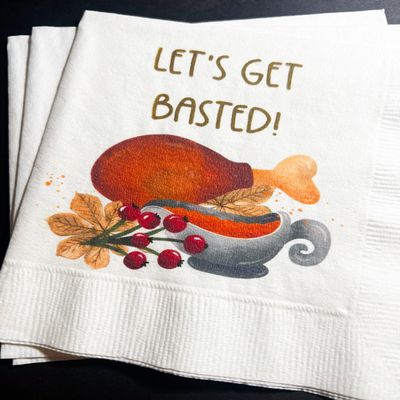 Lets Get Basted Thanksgiving Friendsgiving Thanksgiving Table Cocktail Napkins- Set of 25
