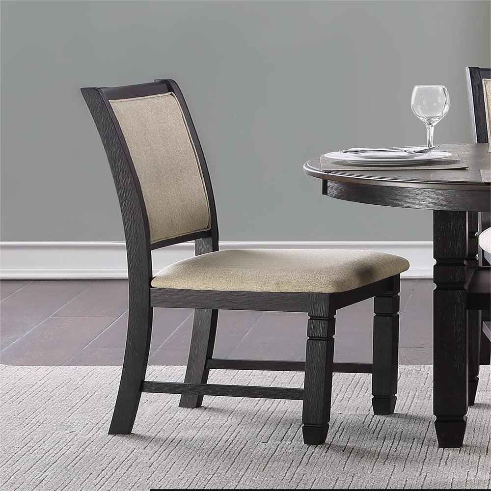 Black Dining Chairs Modern, Wooden Chairs Armless Comfy Home Furniture 24" L X 18.5" W X 39" H
