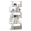 Giantex 5-Tier Geometric Bookshelf White, 62.5" Tall Wood S-Shaped Bookcase with Anti-Tipping Device, Floor Standing Display Shelf for Bedroom, Living Room, Study view 1