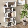 Giantex 5-Tier Geometric Bookshelf White, 62.5" Tall Wood S-Shaped Bookcase with Anti-Tipping Device, Floor Standing Display Shelf for Bedroom, Living Room, Study view 2