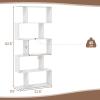 Giantex 5-Tier Geometric Bookshelf White, 62.5" Tall Wood S-Shaped Bookcase with Anti-Tipping Device, Floor Standing Display Shelf for Bedroom, Living Room, Study view 3