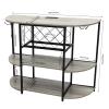 47inch Mental Bar Cabinet with Outlet and Remote Control LED Light Home Bar Cart Wine Cabinet Rack Multifunctional Freestanding Floor Table Wine Liquor Display Holder for Home Bar Club (Grey) view 3
