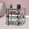 47inch Mental Bar Cabinet with Outlet and Remote Control LED Light Home Bar Cart Wine Cabinet Rack Multifunctional Freestanding Floor Table Wine Liquor Display Holder for Home Bar Club (Grey) view 4