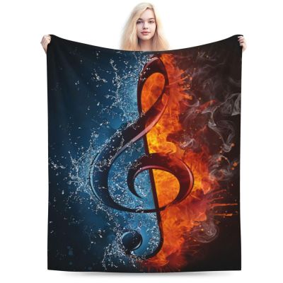 ADovz Water and Fire Music Note Blanket Flannel Throw Blankets for Kids Boys Men Women Couch Bed Sofa Birthday 80 * 60