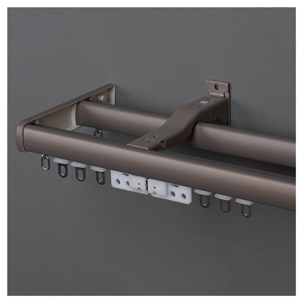 Double Curtain Track Set Hanging Sliding Panel Screen for Partition/Living Room Heavy-Duty Curtain Rails and Fittings Wall Mounted Curtain Pole (Color : Gray, Size : 75cm(2 * 75cm))