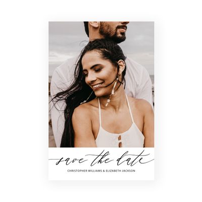 WEDDINGSTAR Custom Printed Photo Wedding Save the Date Cards - Scripted Beginnings - Vertical (Pack of 250)