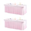 2 Packs Pink Table Clothes for 6 Foot Rectangle Tables, One-Piece Wrinkle Resistant Stretch Spandex Table Covers with Skirt for Event Banquet Wedding Birthday Party view 1