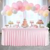 2 Packs Pink Table Clothes for 6 Foot Rectangle Tables, One-Piece Wrinkle Resistant Stretch Spandex Table Covers with Skirt for Event Banquet Wedding Birthday Party view 3