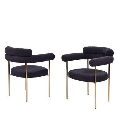 Best Master Furniture Harmonique Black Boucle Fabric Metal Arm Chairs (Set of 2)
