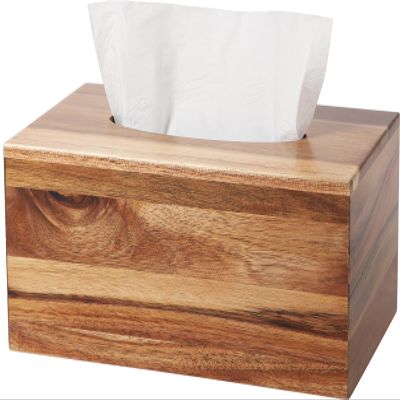 CATORY Tissue Box Cover, Acacia Wood Tissue Box Cover Rectangle, Tissue Box Holder Rectangular Covers Your Tissues, Decorative Tissue Box Cover with Slide-Out Bottom