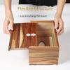 CATORY Tissue Box Cover, Acacia Wood Tissue Box Cover Rectangle, Tissue Box Holder Rectangular Covers Your Tissues, Decorative Tissue Box Cover with Slide-Out Bottom view 3