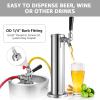 Single Beer tap Tower with 1/4 Barb, 3'' Draft Kegerator Tap Tower Stainless Steel Keg Tower Parts Stainless Core Self-Closing Beer Faucet Brewing Tower Dispenser with Pre-assembled Beer Lines Kit view 2