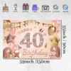 Tecreo Happy 40th Birthday Decorations Backdrop Banner for Lady/Women, Rosegold Vinyl Fabric Sign Poster with Copper Eyelets, 59"x35.4" view 2
