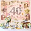 Tecreo Happy 40th Birthday Decorations Backdrop Banner for Lady/Women, Rosegold Vinyl Fabric Sign Poster with Copper Eyelets, 59"x35.4" view 4